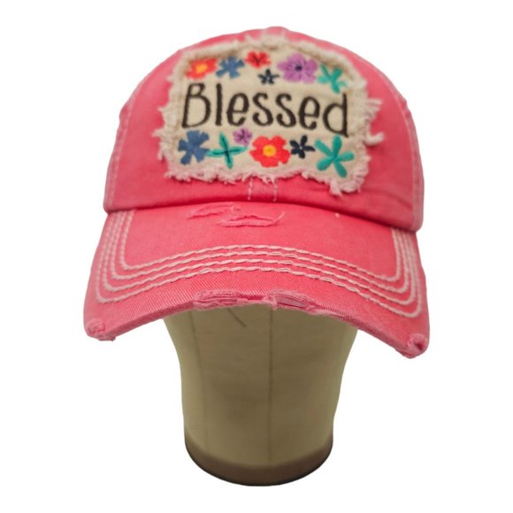 Kbethos Vintage Style Patch Floral Blessed Distressed Strapback Cap Baseball Hat - Picture 9 of 13